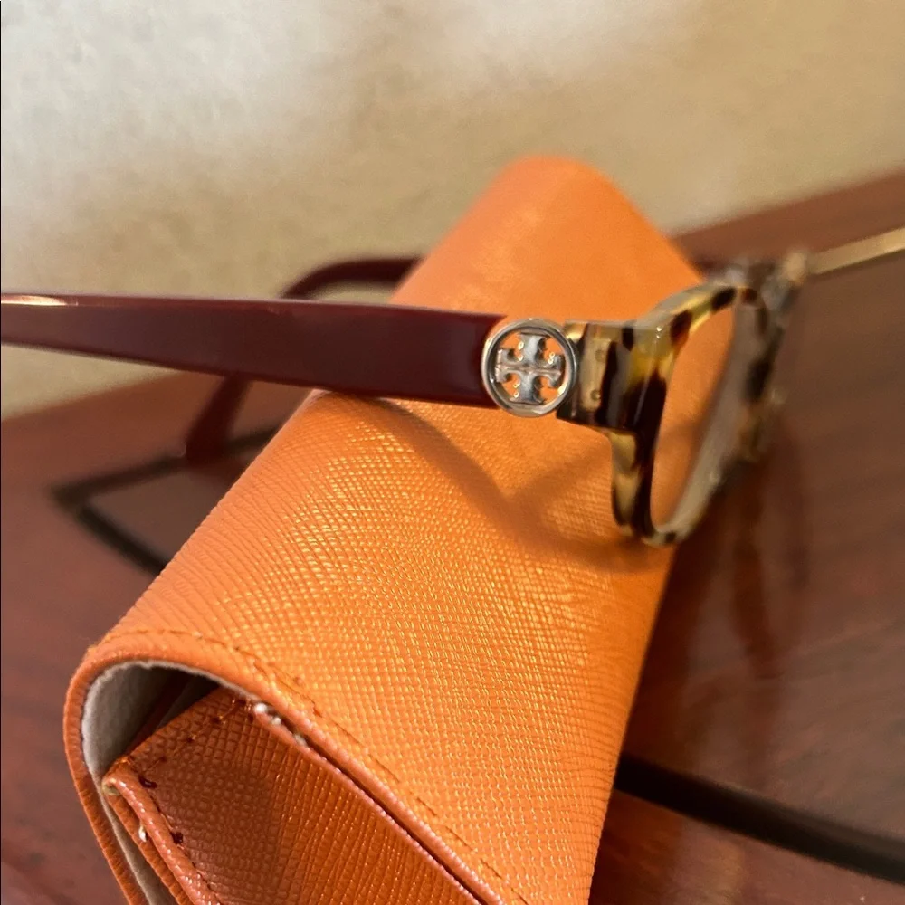 Tory Burch Tortoise Reading Glasses with Orange Case